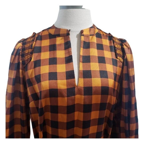 CT1945 Scotch & Soda NWT Copper & Black Checkered Dress S - Picture 5 of 10